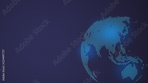 Dark Blue Vector background. Digital Dotted globe