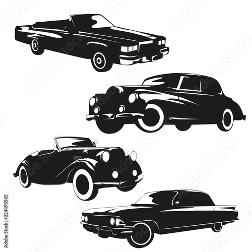 Wallpaper Mural Set of classic retro cars on white background Torontodigital.ca