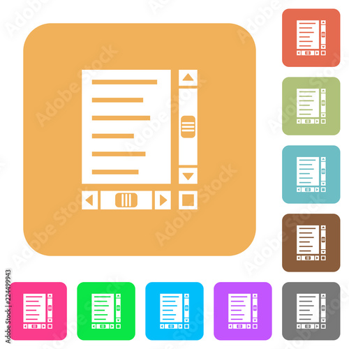 Document with content and scroll bars rounded square flat icons