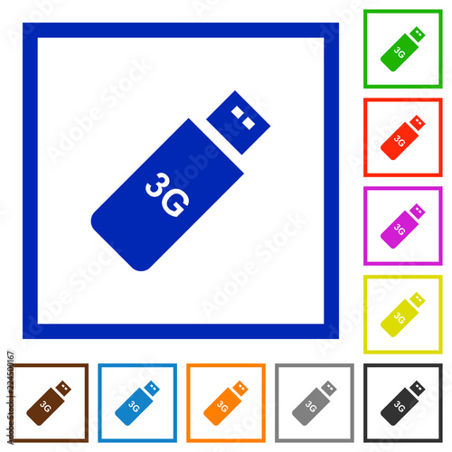 Third generation mobile stick flat framed icons
