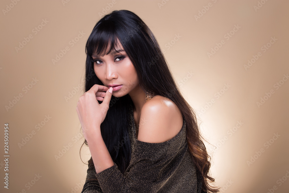 Beautiful Asian Tanned skin long black hair woman Beautiful Asian Tanned skin long black hair woman