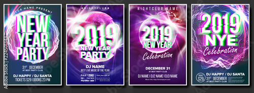Fotografija 2019 Party Flyer Poster Set Vector