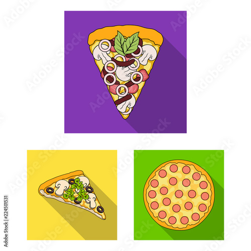 Different pizza flat icons in set collection for design.Pizza food vector symbol stock web illustration.