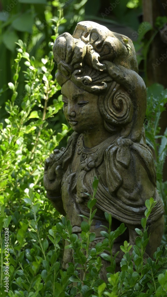 statue in zen garden