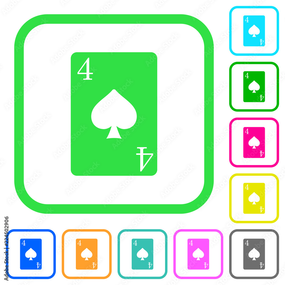 Four of spades card vivid colored flat icons Four of spades card vivid colored flat icons