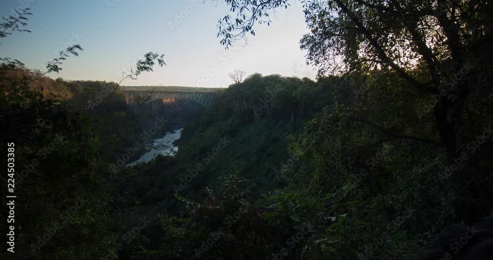 Green Vegetation with a bridge and river in the distance Green Vegetation with a bridge and river in the distance