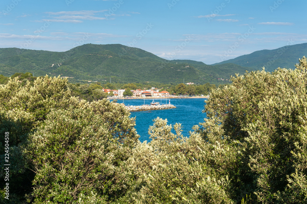 Panoramic view of town of Olimpiada at Chalkidiki, Greece