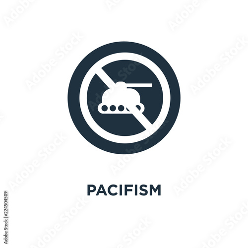 Pacifism icon. Black filled vector illustration. Pacifism symbol on white background.
