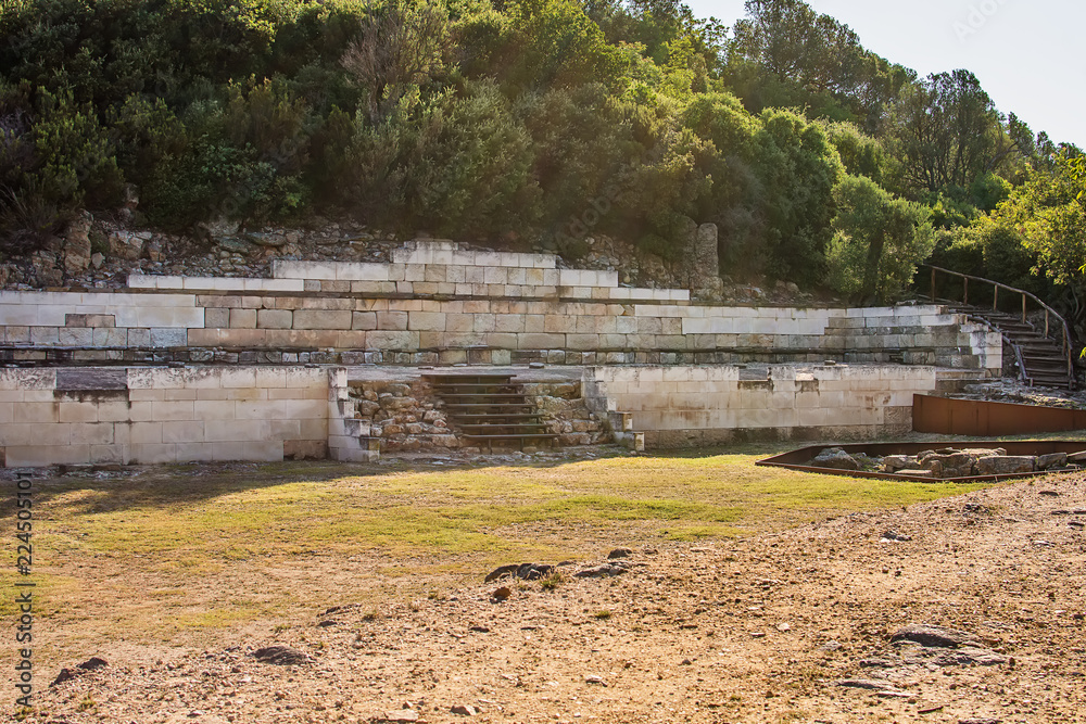 Naklejka premium Archaeological Area Stageira. Ruins of ancient Stagira, Greece.