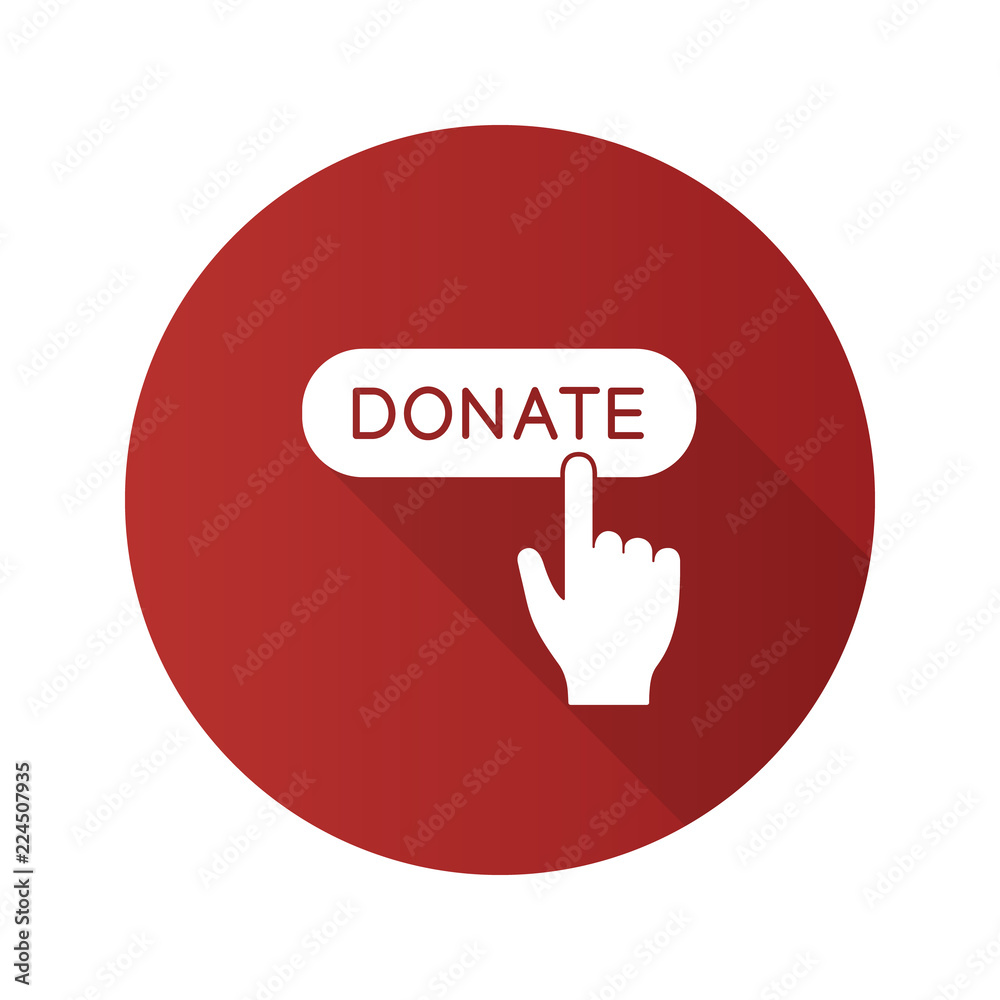 Donate button click flat design long shadow glyph icon Donate button click flat design long shadow glyph icon
