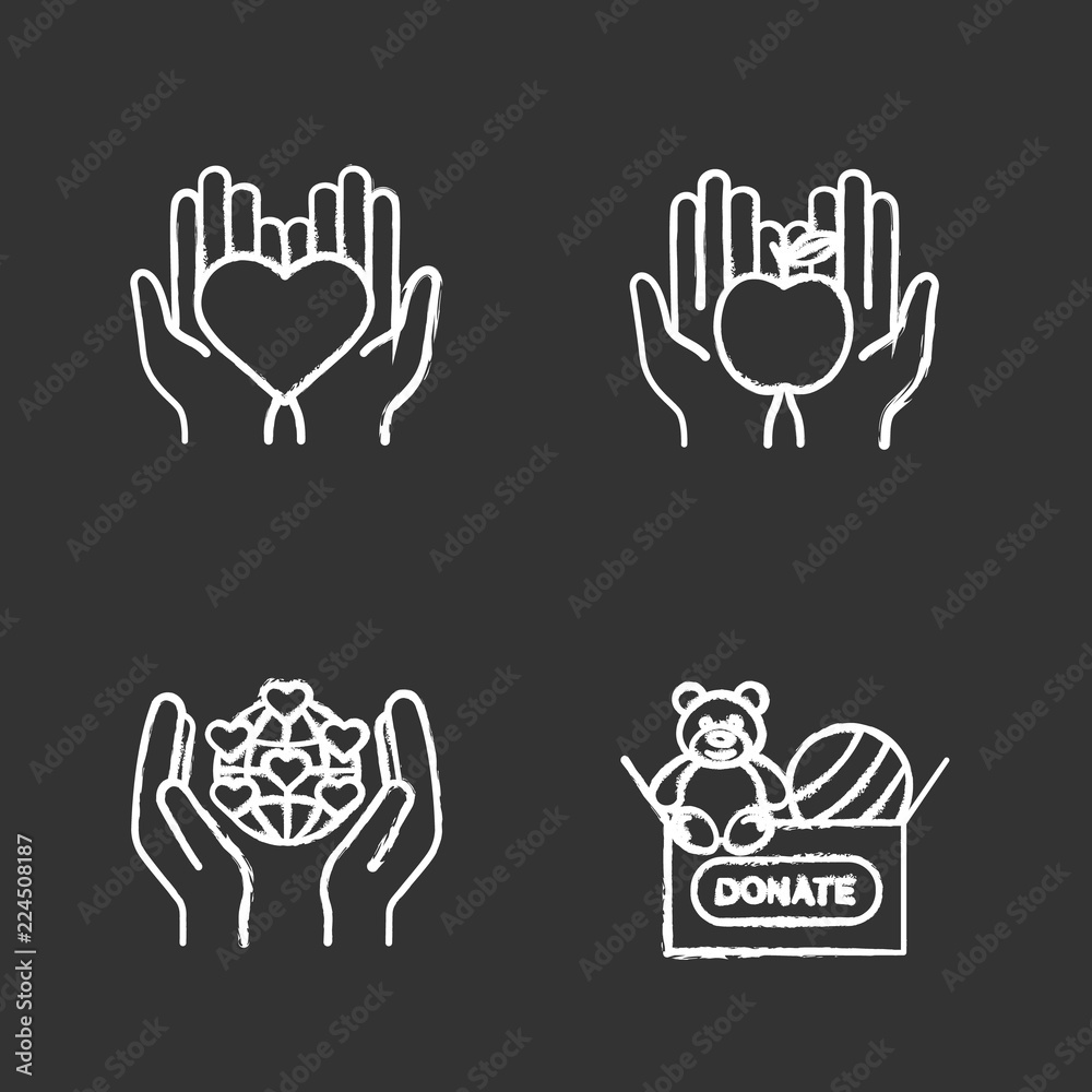 Fototapeta premium Charity chalk icons set