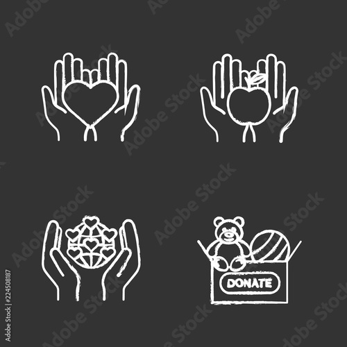Charity chalk icons set