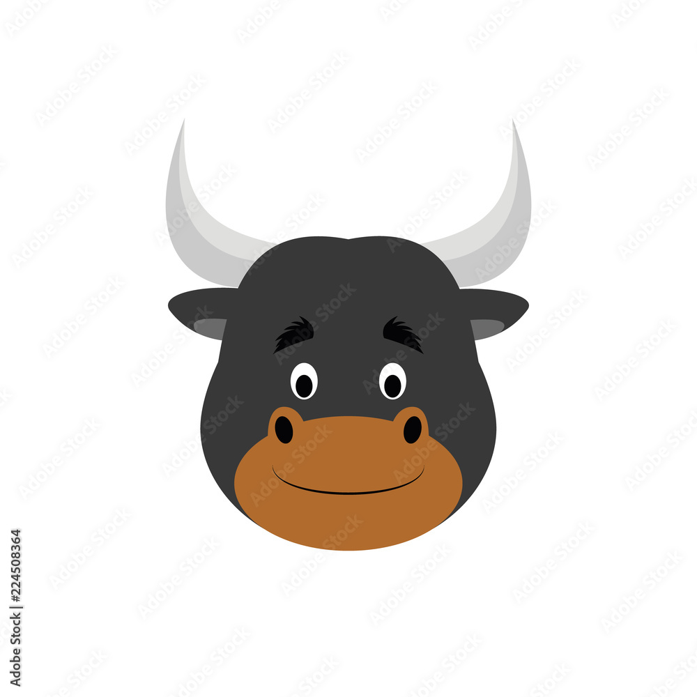 Bull face in cartoon style for children. Animal Faces Vector illustration Series Bull face in cartoon style for children. Animal Faces Vector illustration Series