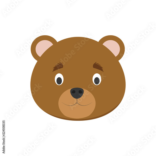 Bear face in cartoon style for children. Animal Faces Vector illustration Series