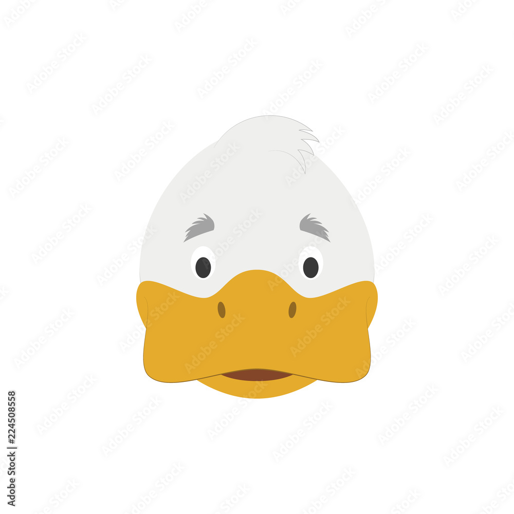 Duck face in cartoon style for children. Animal Faces Vector illustration Series Duck face in cartoon style for children. Animal Faces Vector illustration Series