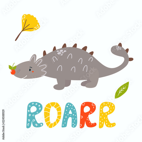 Cute ankylosaurus dino. Roarr greeting card