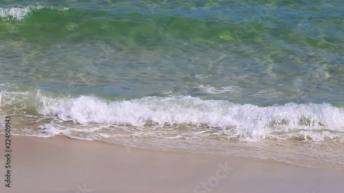 close up scene of soft wave from the sea on sandy beach at sunrise in morning, high definition, Full HD, 1920x1080