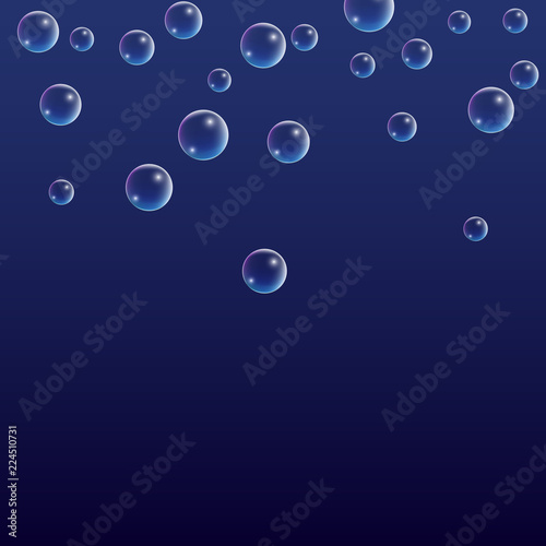 ubble with Hologram Reflection. Set of Realistic Water or Soap Bubbles for Your Design. photo