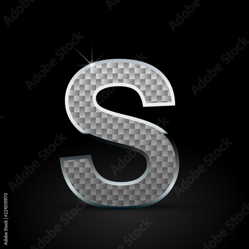 Wallpaper Mural White carbon fiber letter S uppercase with chrome outline isolated on black background Torontodigital.ca