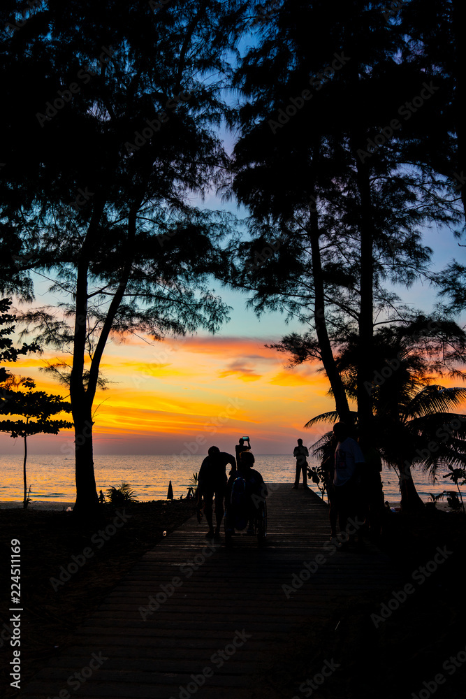 Sunset on Karon beach Phuket Thailand