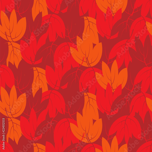 Seamless pattern with autumn leaves lying on the ground. Design for wallpaper  gift paper  pattern fills  web page background  autumn greeting cards