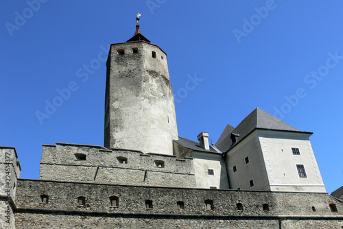 Grey walls of fortress Forchtenstein in Austria