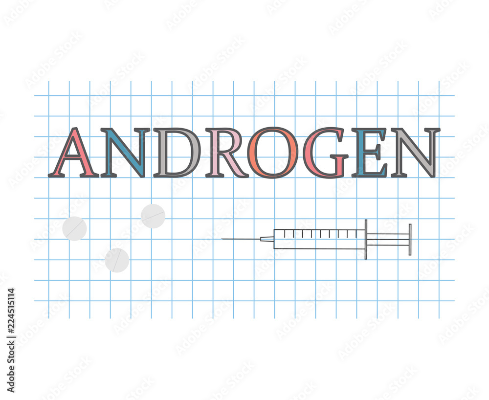 androgen word on checkered paper sheet- vector illustration