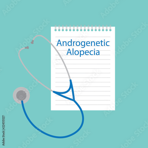 Androgenetic alopecia written in a notebook- vector illustration