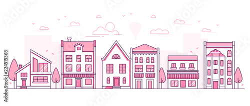 City architecture - modern thin line design style vector illustration