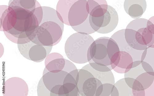 Multicolored translucent circles on a white background. Red tones. 3D illustration