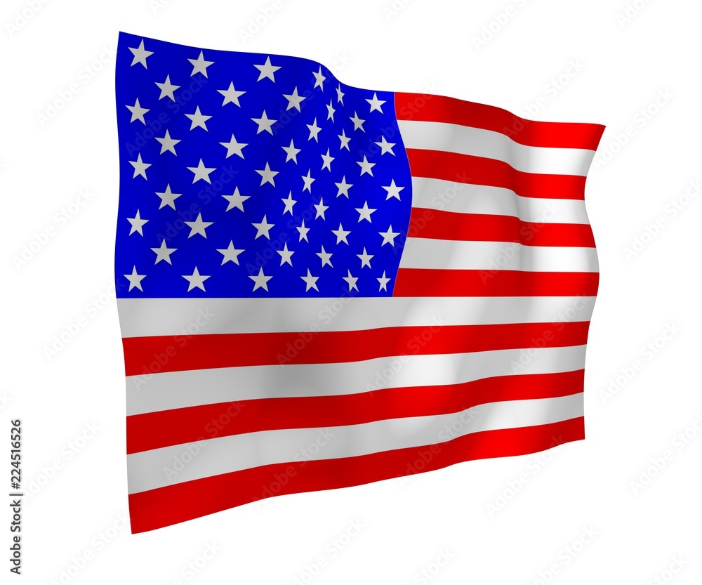 Obraz premium Waving flag of the United States of America. Stars and Stripes. State symbol of the USA. 3D illustration