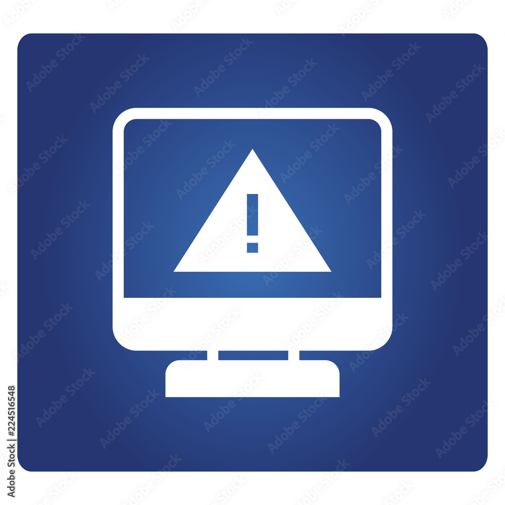 error in computer icon in blue background