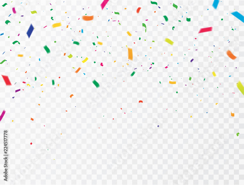 Celebration background template with confetti Colorful ribbons. luxury greeting rich card. photo