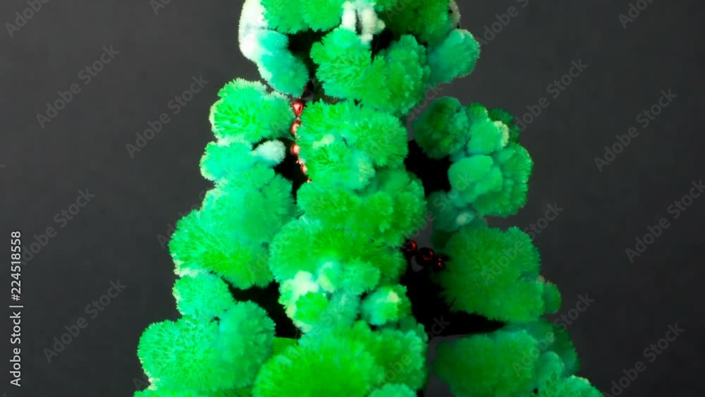 Growth of green lush crystals on a cardboard Growth of green lush crystals on a cardboard