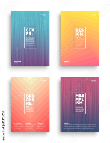 Set of Tech Vector Different Style Brochure Cover Flyer Book Booklet Banner Broadsheet Magazine Poster Placard Presentation Design Templates Mockup. Collection of Geometrical Abstract Backgrounds