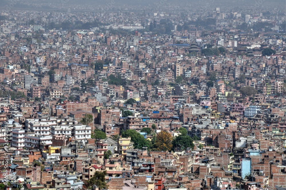 Panorama view to Kathmandu city from Swayambhunath temple, Nepal