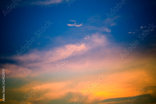 Twilight sky background. Sunset sky and cloud.Colorful sky in twilight time background.Beautiful Cityscape Sunset at bangkok Thailand.Fiery orange sunset sky. Beautiful sky. © kanpisut