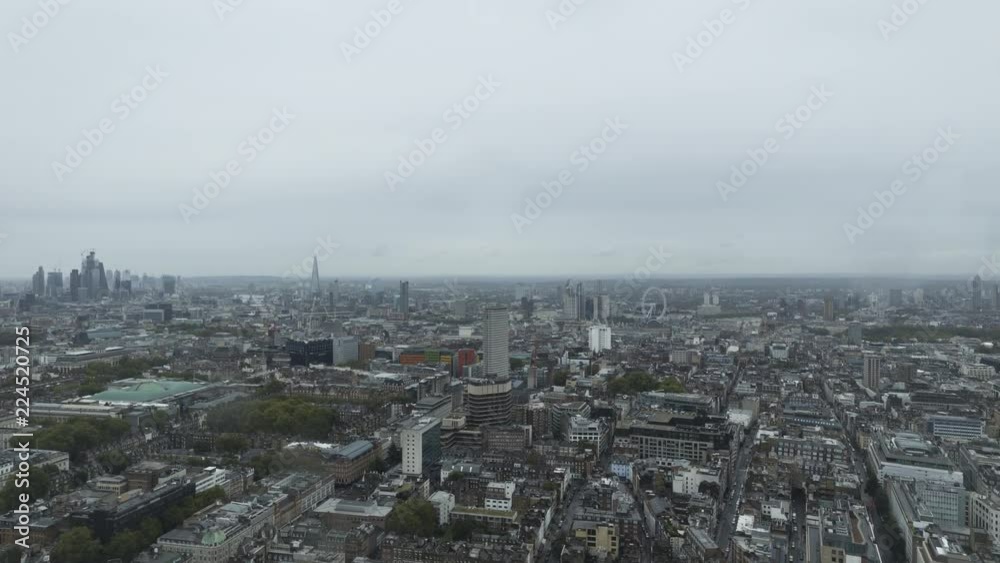 London, UK - September 23 2018: A timelapse shot from BT Tower's revolving floor on Open House Weekend. London, UK - September 23 2018: A timelapse shot from BT Tower's revolving floor on Open House Weekend.