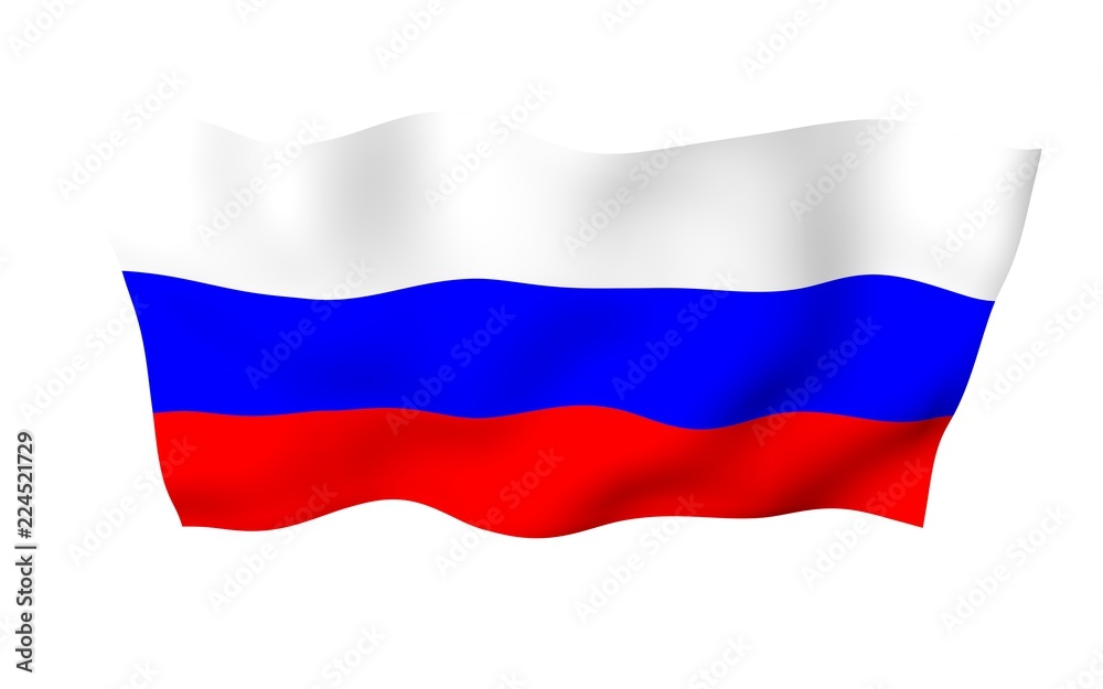 Waving flag of the Russian Federation. The National. State symbol of the Russia. 3D illustration Waving flag of the Russian Federation. The National. State symbol of the Russia. 3D illustration