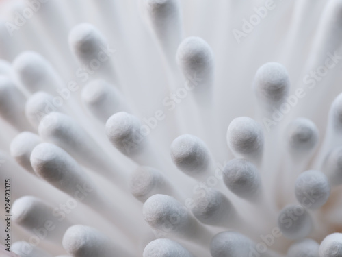 Fototapeta Naklejka Na Ścianę i Meble -  Closeup of cotton buds - selective focus with shallow depth of field.