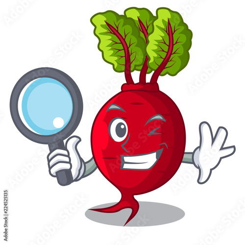 Detective character organic beetroot in the garden