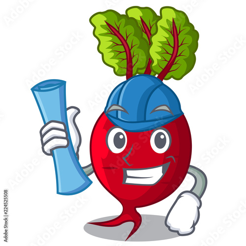 Architect character organic beetroot in the garden