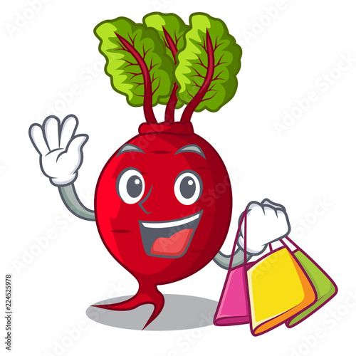 Shopping character organic beetroot in the garden
