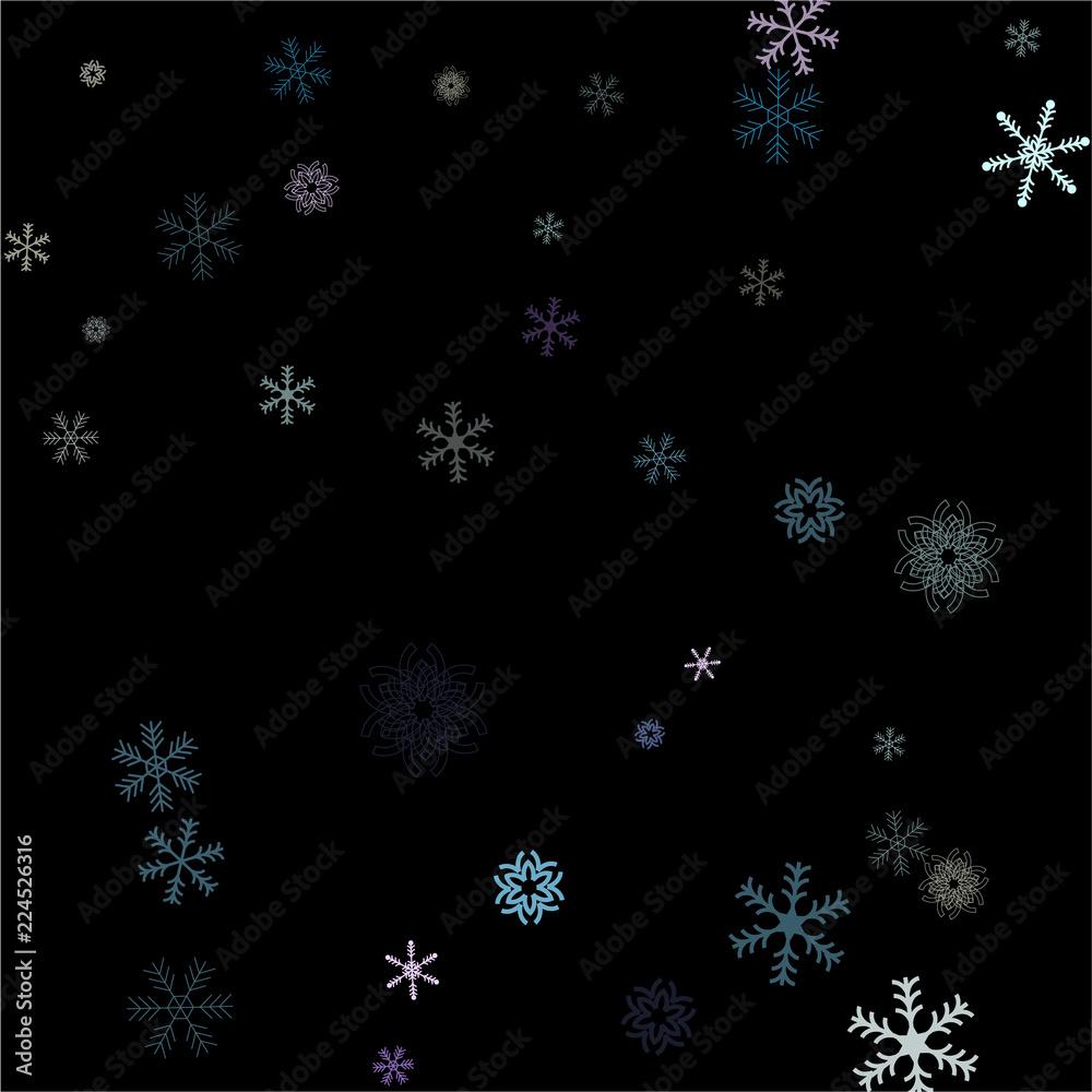 Falling down snow confetti, snowflake vector border. Festive winter, Christmas, New Year sale background. Cold weather, winter storm, scatter texture. Hipster snowfall falling snowflakes cool confetti