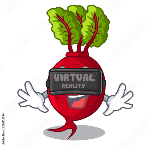 Virtual reality beetroot with leaves isolated on mascot