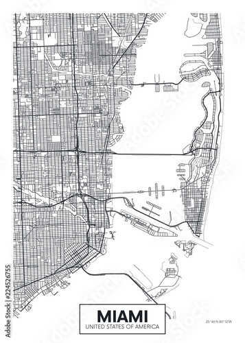 Obraz na płótnie Mapa miasta Miami