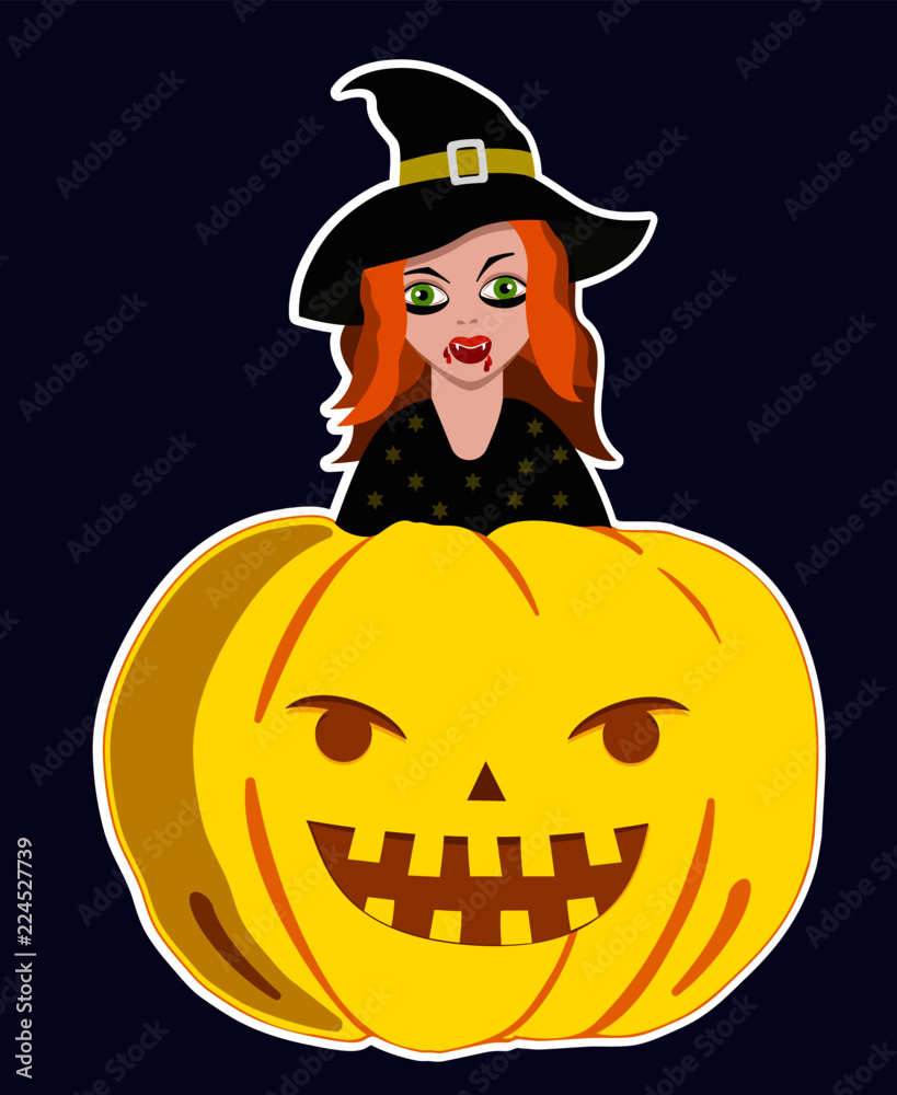 Halloween pumpkin with witch Halloween pumpkin with witch
