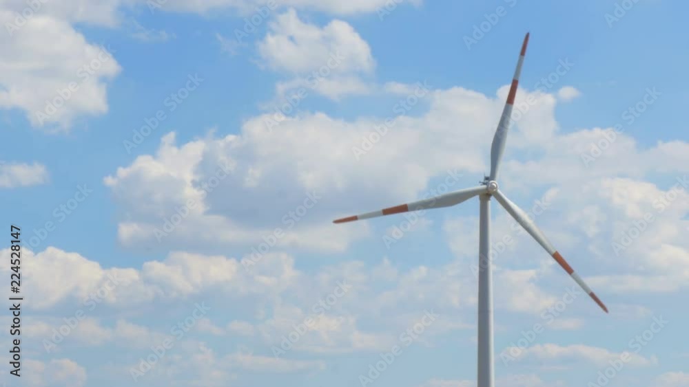 4k, renewable energy, wind generator on the background of white clouds 4k, renewable energy, wind generator on the background of white clouds