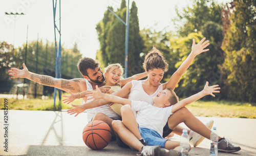 Family time after good basketball game.