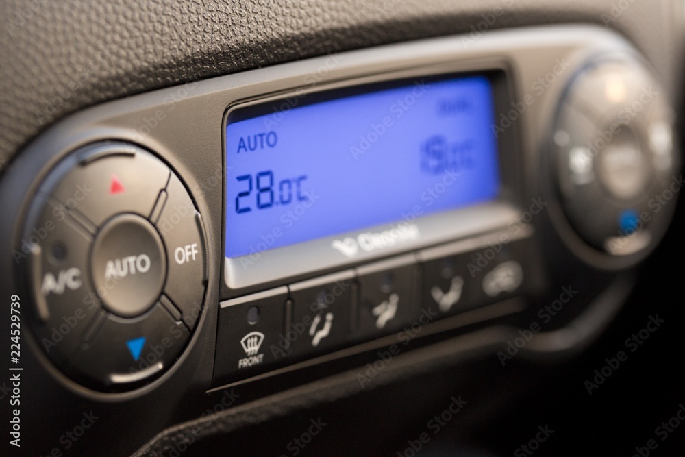 Closeup of Modern Air Conditioning and Heating Control Panel of Closeup of Modern Air Conditioning and Heating Control Panel of